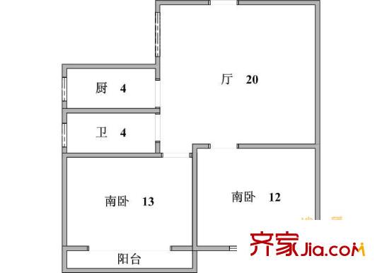 新梅花苑户型图户型图 2室1厅1卫1厨