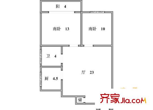 新梅花苑户型图户型图 2室1厅1卫1厨