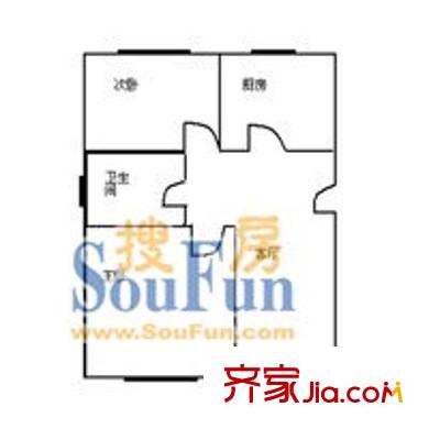 永兴小区户型图 户型图 2室1厅1卫1厨