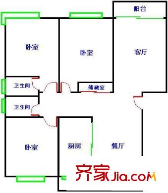 锦绣江南四期户型图户型图 3室2厅2卫1厨