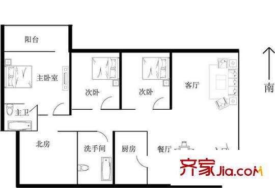 锦绣江南四期户型图户型图 4室2厅1卫1厨