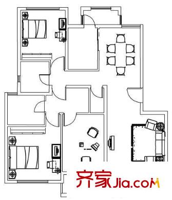 证大家园三期户型图 户型图 2室2厅2卫1厨