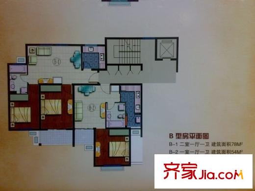 水语人家户型图户型图 2室2厅1卫1厨