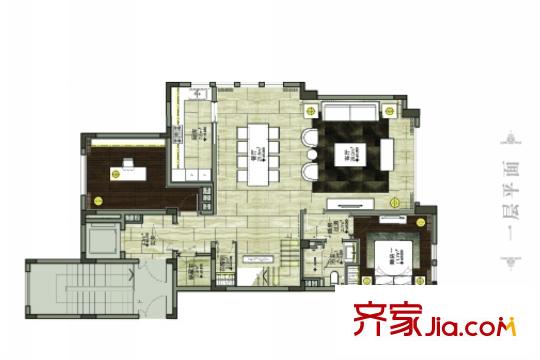 宝华源墅世家墅178平叠加边套上叠一层 3室2厅1卫1厨
