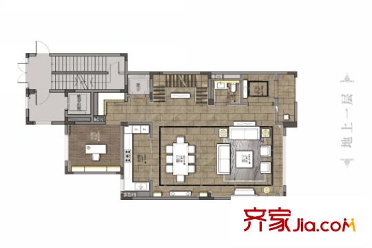 宝华源墅世家墅198平叠加边套下叠地上一层 1室2厅1卫1厨
