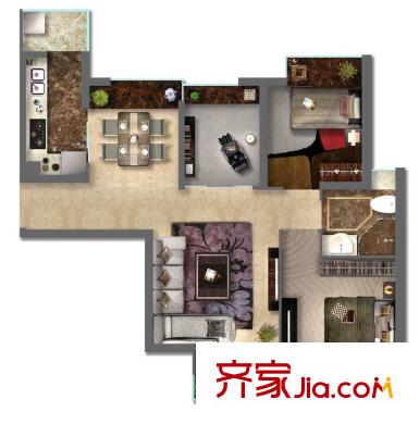 慧芝湖花园三期户型图户型图 2室2厅1卫