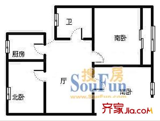 上海 梅陇二村 3室 户型图