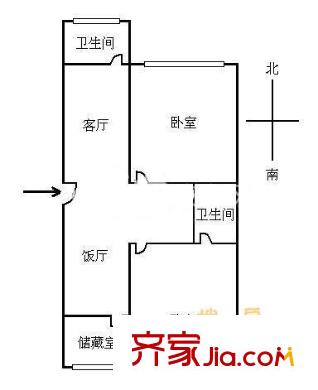 上海 梅陇二村 2室 户型图