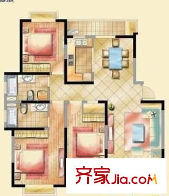 佳洲欣苑户型图户型图 3室2厅2卫1厨