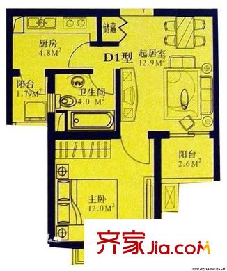 新梅淞南苑 1室 户型图