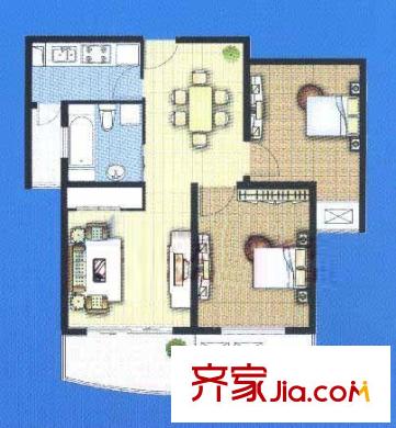 东方城市绿洲户型图户型图 2室2厅1卫1厨