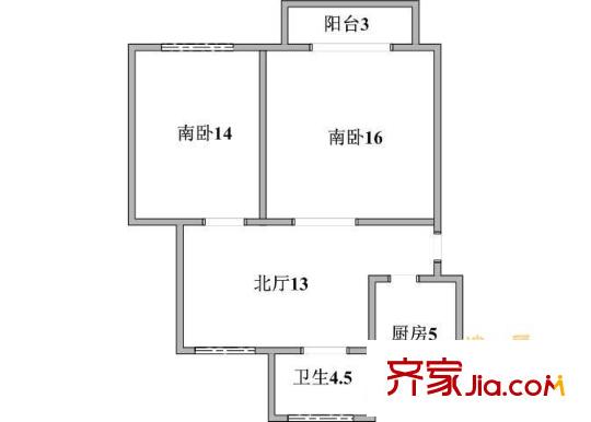 黎安四村 2室 户型图
