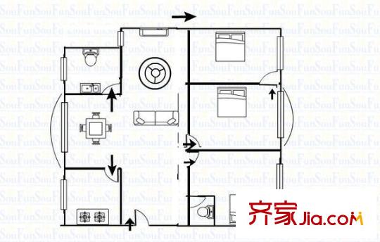 宝山三村 4室 户型图