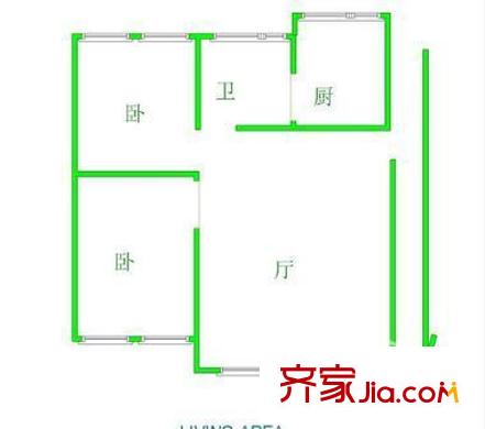 恒大华城东林苑户型图2室1厅1卫68平 2室1厅1卫1厨