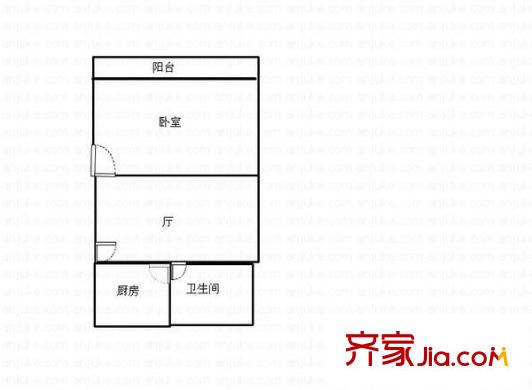 当代高邸户型图 户型图 1室1厅1卫1厨