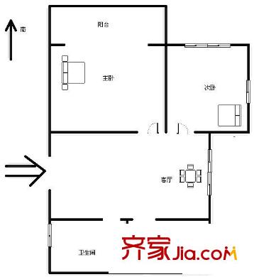 上南十村户型图户型图 2室1厅1卫1厨
