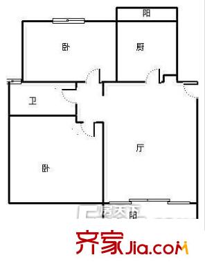 浦江世博家园四街坊户型图76平方米到92平方米两房 2室1厅1卫1厨