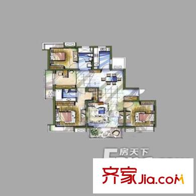 罗山花苑户型图房型图 4室2厅2卫1厨