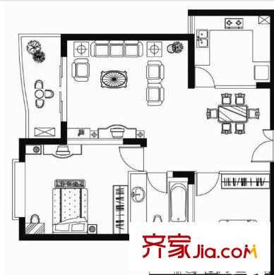 好日子大家园D区户型图户型图 2室2厅1卫1厨