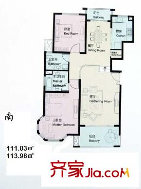风度国际户型图户型图 2室2厅2卫1厨