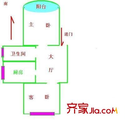 金杨九街坊 2室 户型图