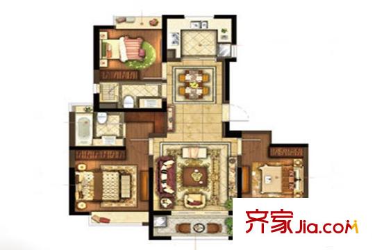 象屿大宁悦府C1户型图 3室2厅2卫1厨