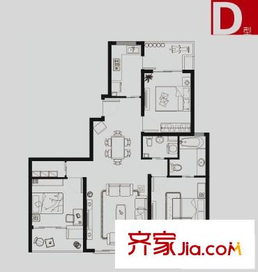 中虹家园户型图户型图 3室2厅1卫1厨
