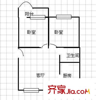 中虹家园户型图户型图 2室1厅1卫1厨