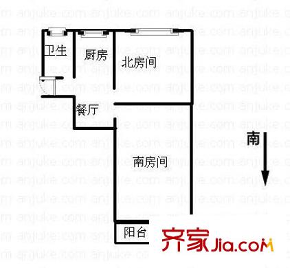 荣丰花园户型图户型图 2室1厅1卫1厨