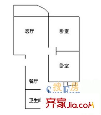 华高二村户型图221 户型图 2室2厅1卫1厨