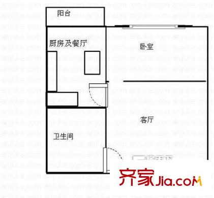 万科城市花园二期户型图户型图 1室1厅1卫1厨