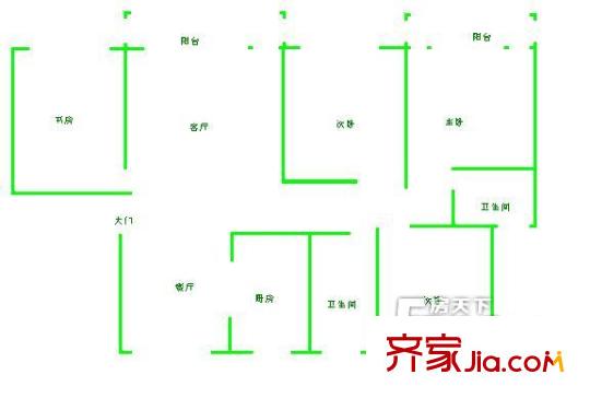 万科城市花园二期户型图户型图 4室1厅1卫1厨