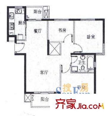 汇颂南苑户型图321 户型图 3室2厅1卫1厨