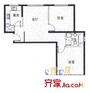 汇颂南苑户型图211 户型图 2室1厅1卫1厨