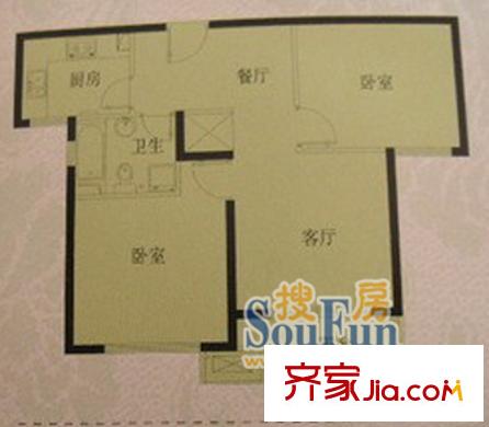 汇颂南苑户型图221 户型图 2室2厅1卫1厨