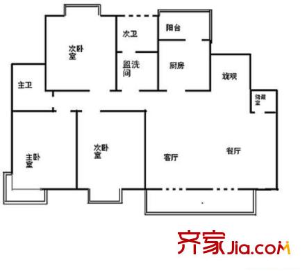 晴川佳苑 3室 户型图