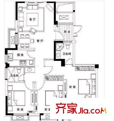 绿海家园 3室 户型图