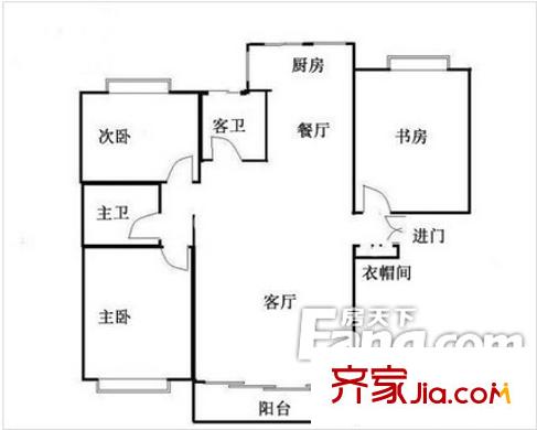 华沁家园户型图 户型图 3室2厅2卫1厨