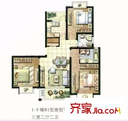 华滨家园户型图户型图 3室2厅2卫1厨