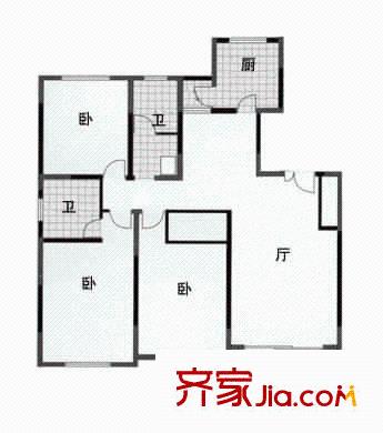 鑫国家园户型图3室2厅1卫1厨