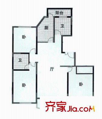 鑫国家园户型图3室2厅1卫1厨