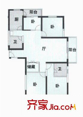 鑫国家园户型图4室2厅1卫1厨