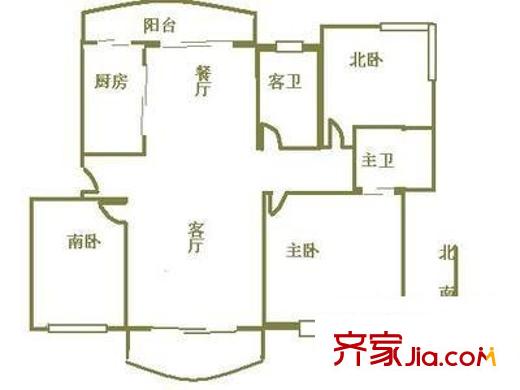 名都新城 3室 户型图