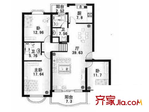 阳光绿园户型图户型图_1 3室1厅1卫1厨
