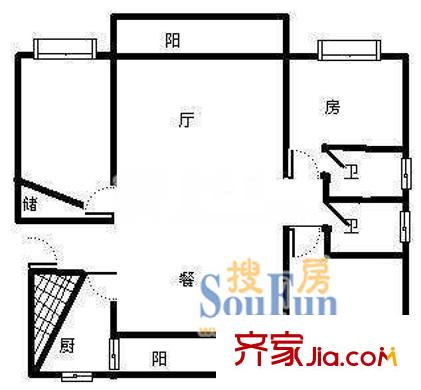绿梅公寓(莘庄)户型图上海 绿梅公寓(莘庄) 户型图 2室2厅2卫1厨