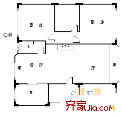 绿梅公寓(莘庄)户型图上海 绿梅公寓(莘庄) 户型图 3室2厅1卫1厨