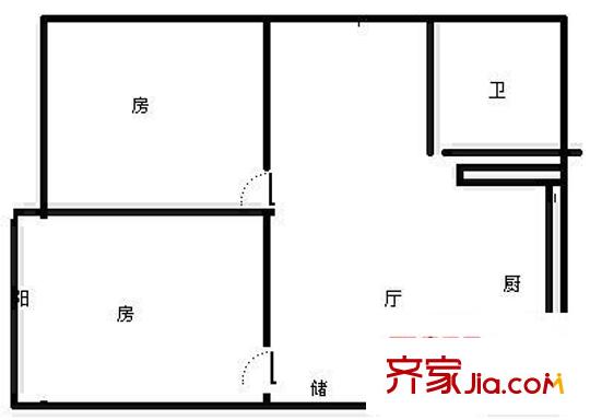 三湘世纪花城 1室 户型图