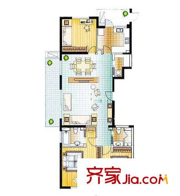 汇峰鼎园户型图户型图 3室2厅2卫1厨