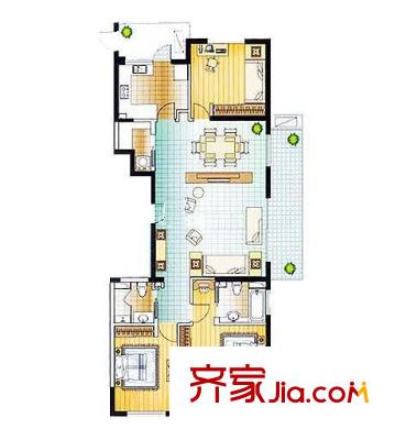 汇峰鼎园户型图户型图 3室2厅2卫1厨