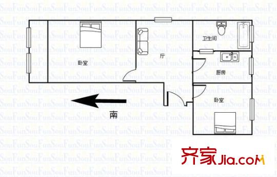 桃浦五村 2室 户型图
